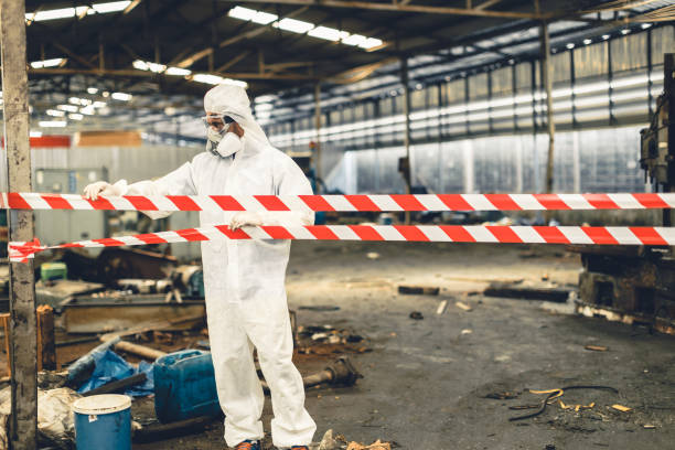 Professional Biohazard Cleanup technician working in Hauppauge, NY